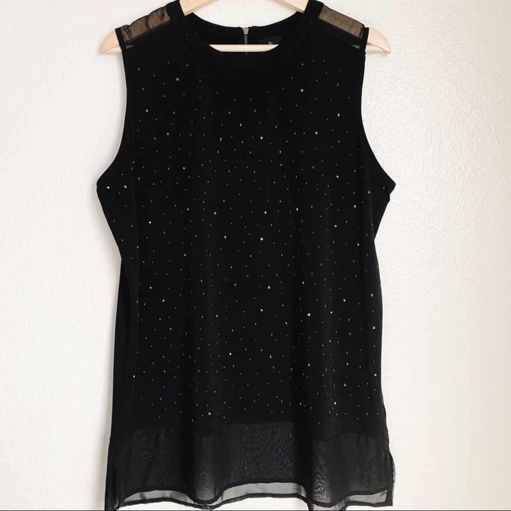 Worthington Sequin Embellished Black Blouse Size L